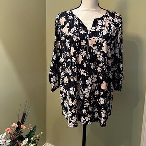 EUC Ellen Tracy Blouse, Size L, pink and navy